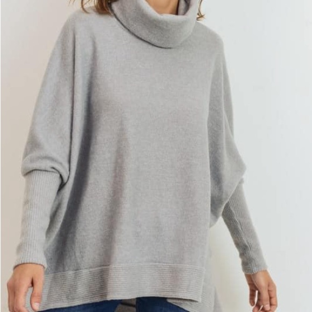 Story Brushed Knit High-Low Sweater Heather Grey Small
